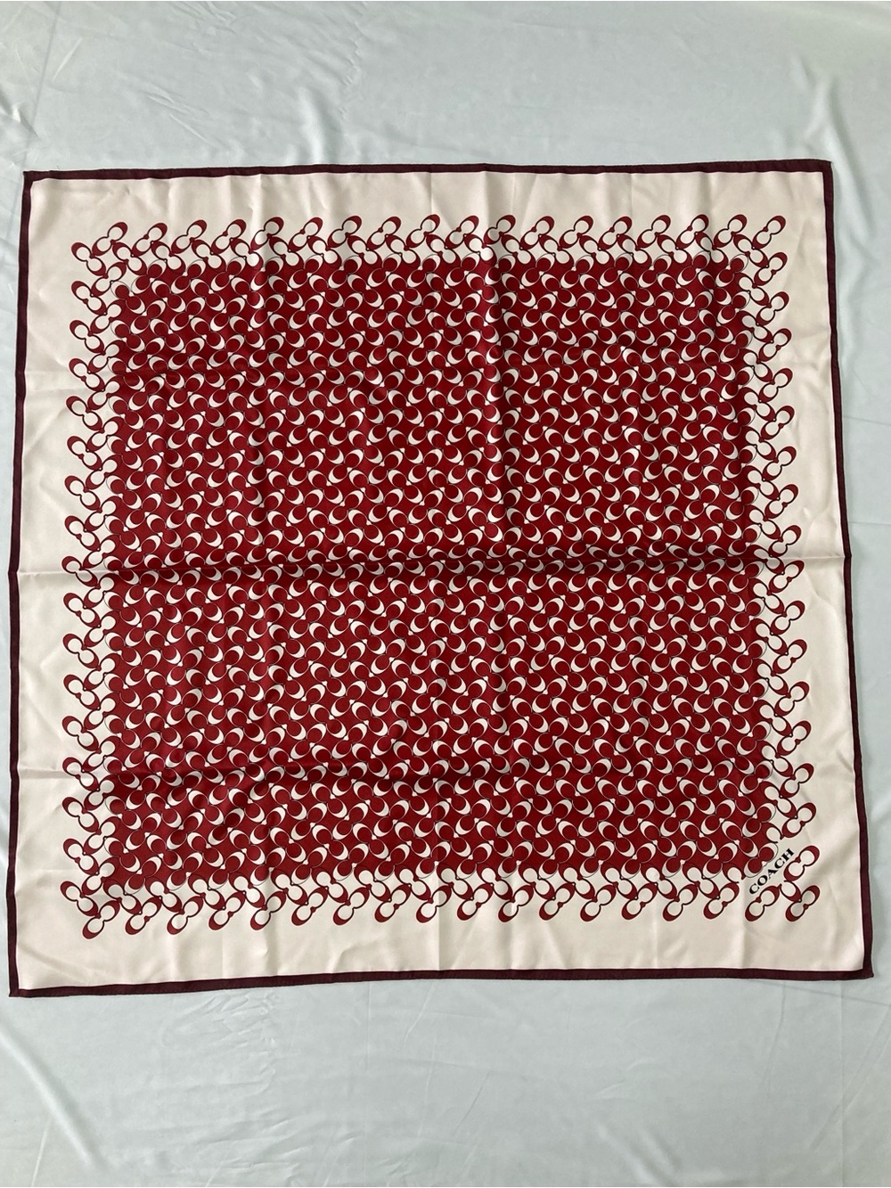 Coach Signature Silk Square Scarf Red Violet